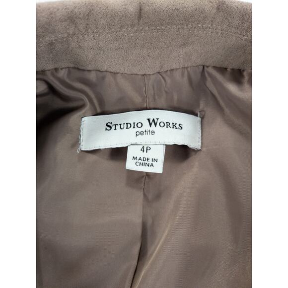 Studio Works Jacket Women's 4p Faux Suede Beige Riding Zip Lined Pockets Classic - Picture 5 of 12